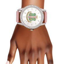 Load image into Gallery viewer, Sorority Leather Silver Sun Cut Dial Watch
