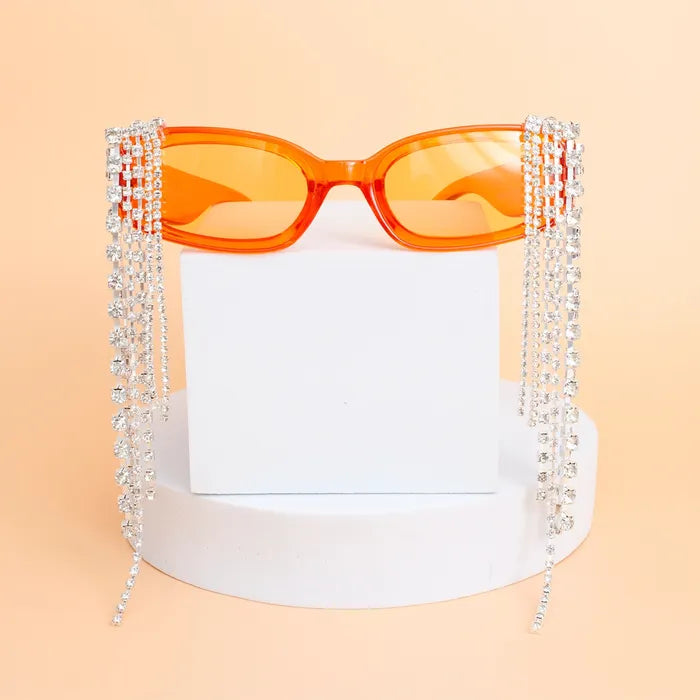Sunglasses with Rhinestone Fringes