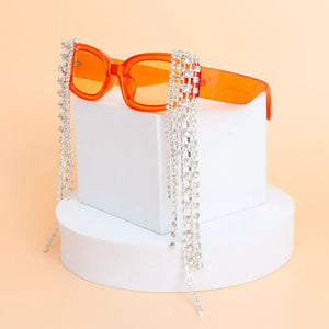 Sunglasses with Rhinestone Fringes