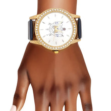 Load image into Gallery viewer, Sorority Leather Silver Sun Cut Dial Watch
