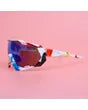White Graphic Print Mirror Sport Sunglasses