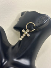 Load image into Gallery viewer, Baby Hoop Rhinestone Cross Earrings
