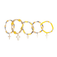 Glass Bead Cross Bracelet Set