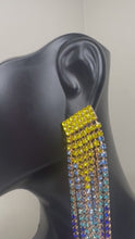 Load and play video in Gallery viewer, Rainbow Fringe Rhinestone Earrings
